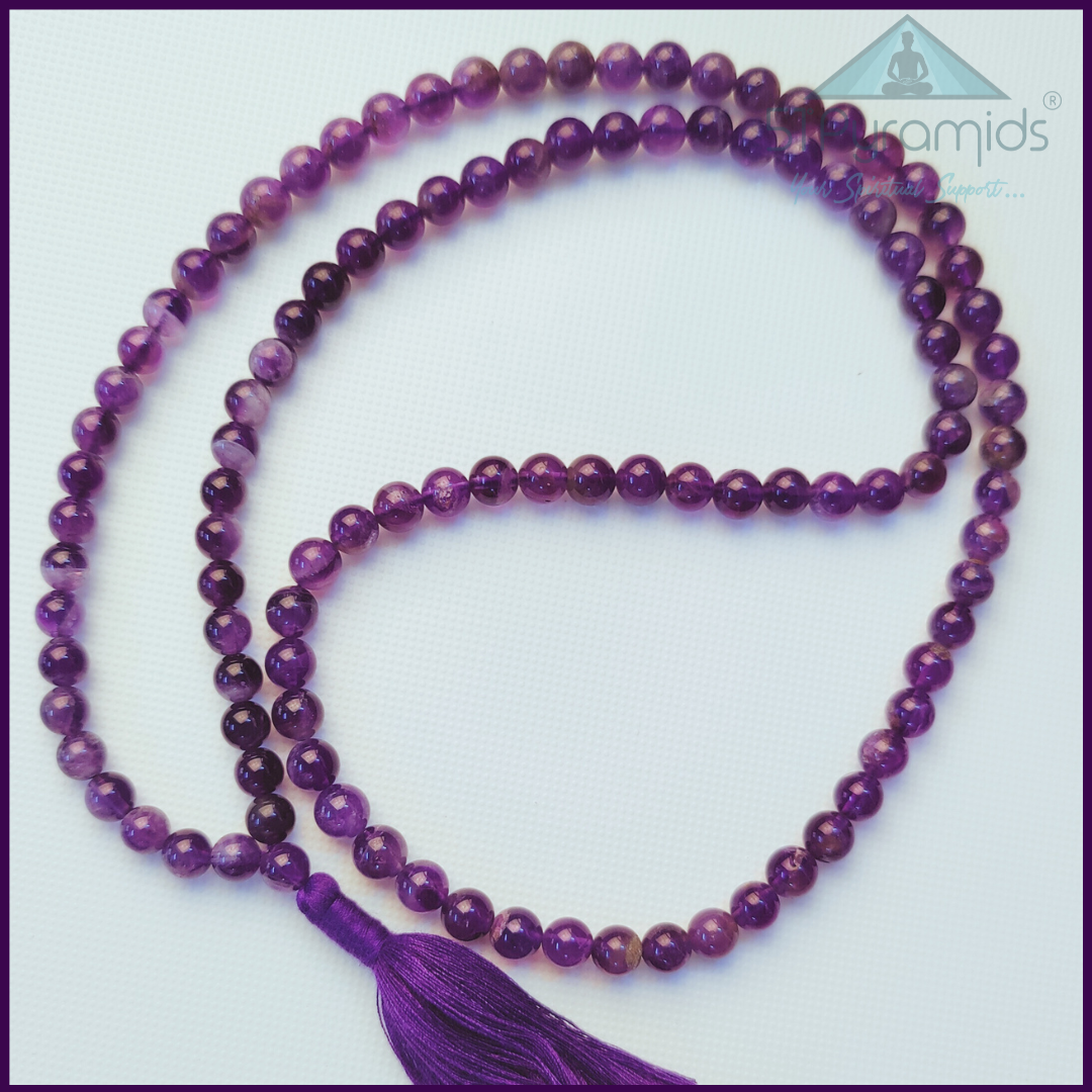 Authentic Amethyst Mala Beads (108) – Healing & Spiritual Meditation Aid