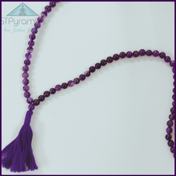 Authentic Amethyst Mala Beads (108) – Healing & Spiritual Meditation Aid
