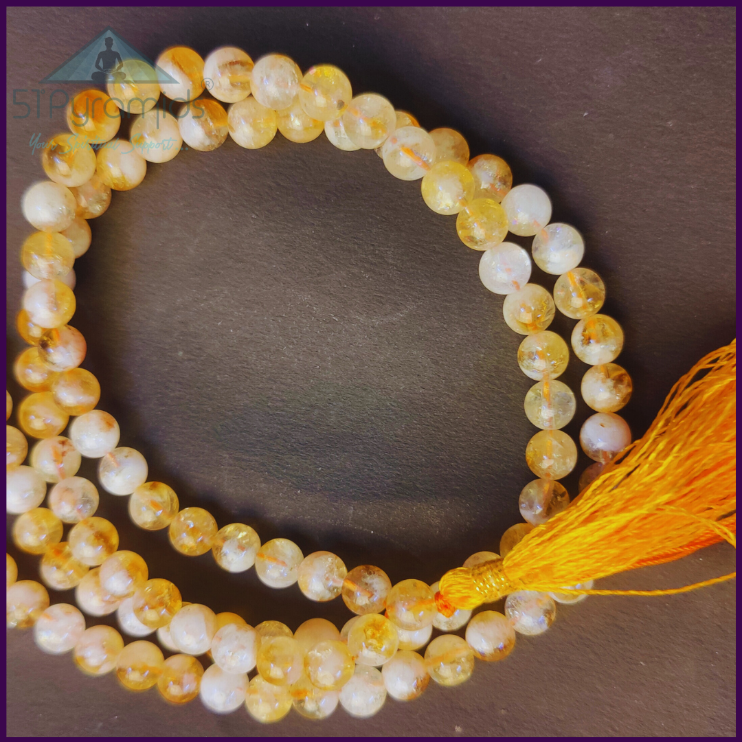 Citrine Mala Beads (108) – Radiant Tool for Abundance & Positive Energy Meditation