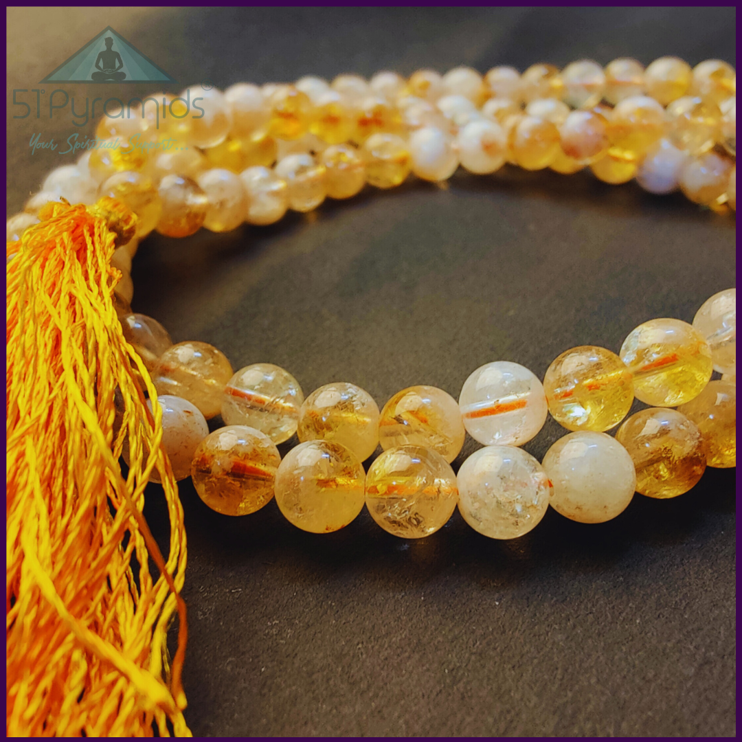 Citrine Mala Beads (108) – Radiant Tool for Abundance & Positive Energy Meditation