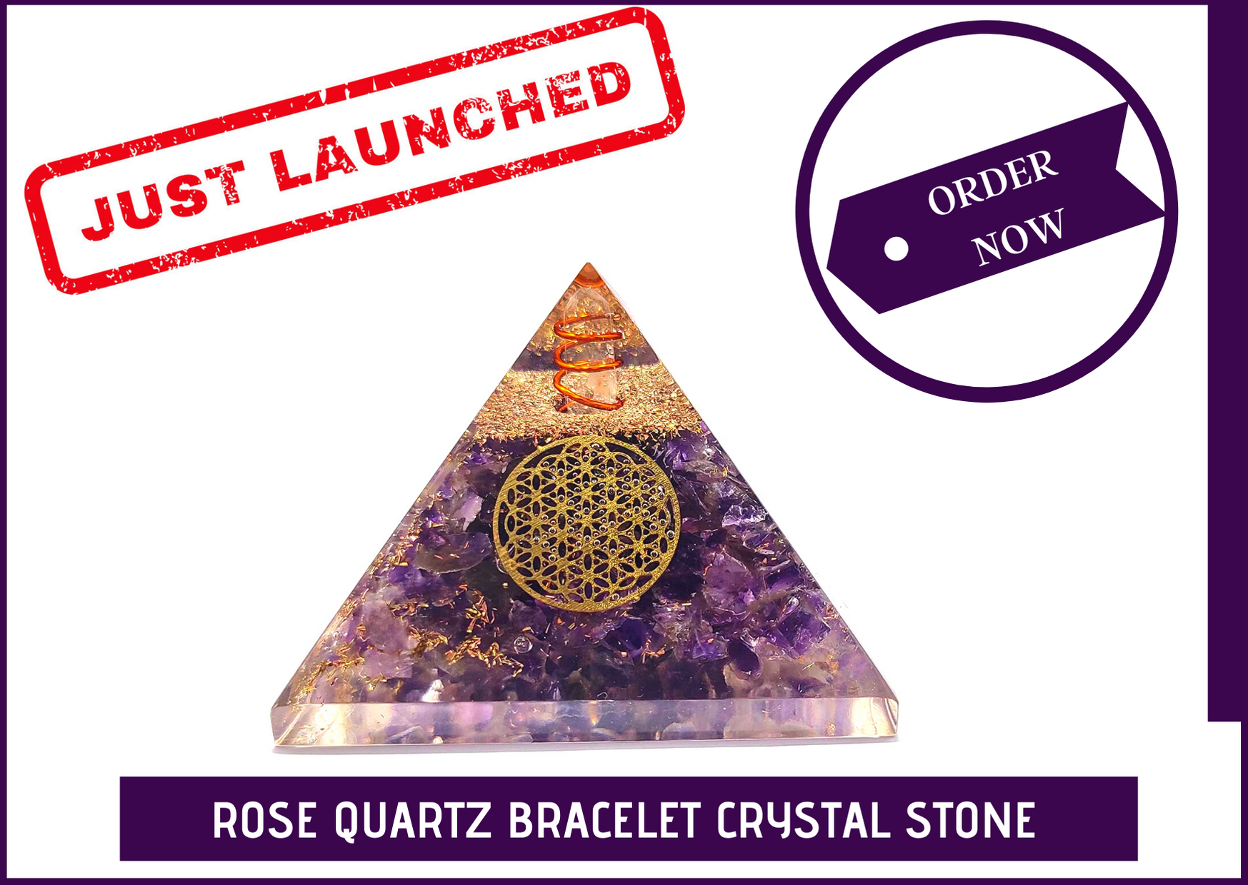 Amethyst Star Orgone Crystal Pyramid with Quartz Crystal and Star Yantra for Chakra Balance and Meditation - 51pyramids