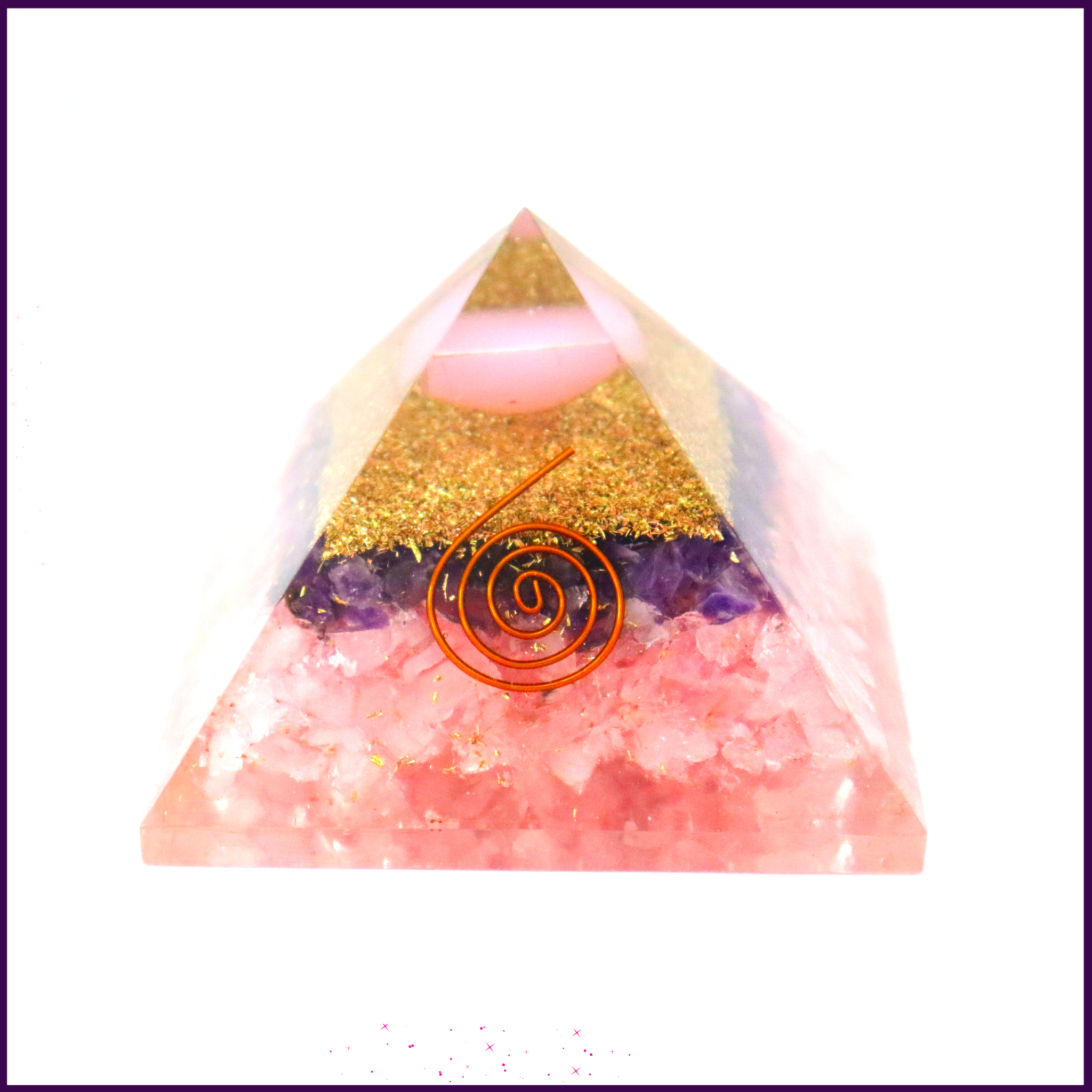 Rose Amethyst Orgone Pyramid For Enhancing Higher States of Consciousness & Meditation - 51pyramids