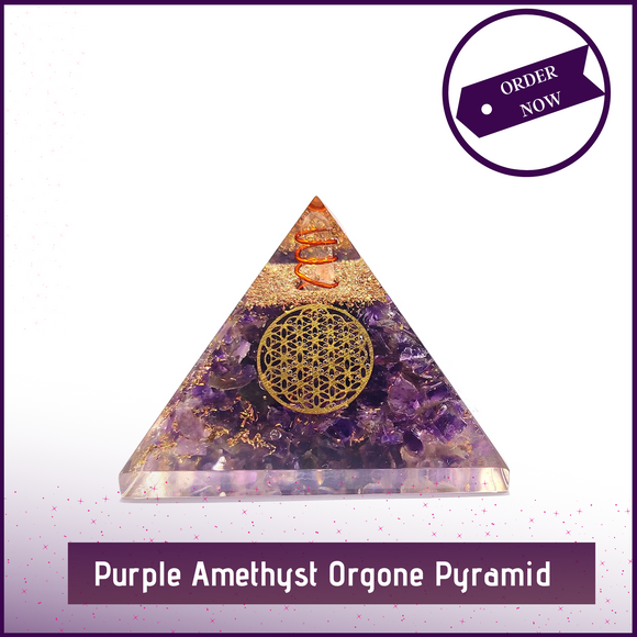 Amethyst Star Orgone Crystal Pyramid with Quartz Crystal and Star Yantra for Chakra Balance and Meditation - 51pyramids