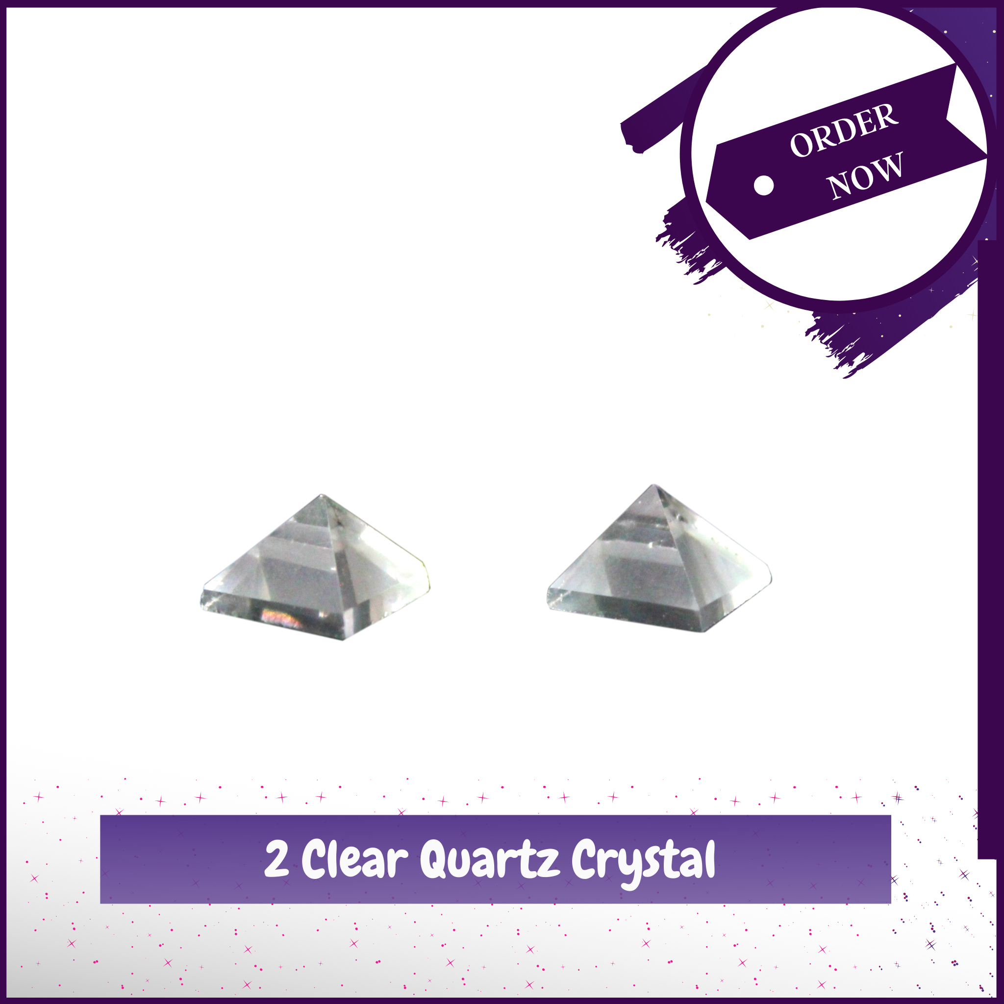 Double Bonanza - Clear Quartz Crystal Stone Pyramid(10mm) - Set of 2 - 51pyramids