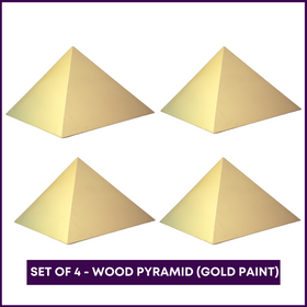 Set of 4 - 6inch MDF Wood Pyramid Cap (Gold color painted) - For Four Corners of Your Home/Room - 51pyramids
