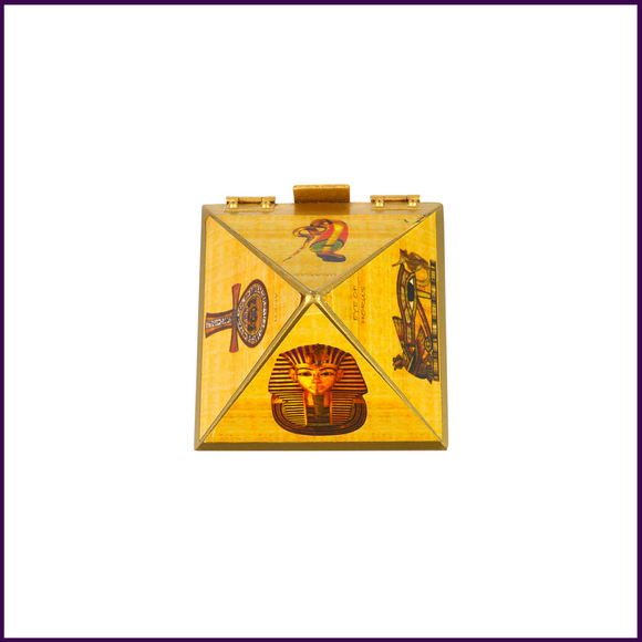4inch Base - Wish | Cash MDF Wooden Pyramid Box with Egyptian Stickers - 51pyramids