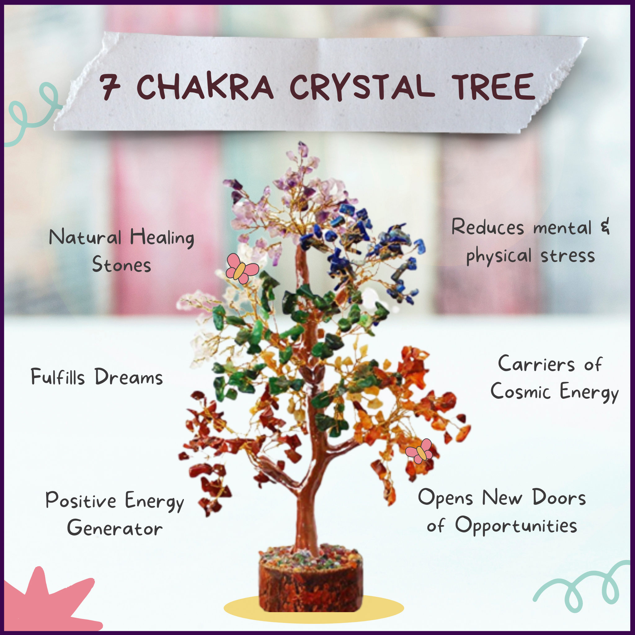 7 Chakra Crystal Tree of Life with 300 Crystal Petals For Gifting