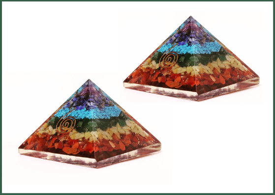 Orgonite Pyramid with 7 Chakra Crystals - Set of 2 - 51pyramids