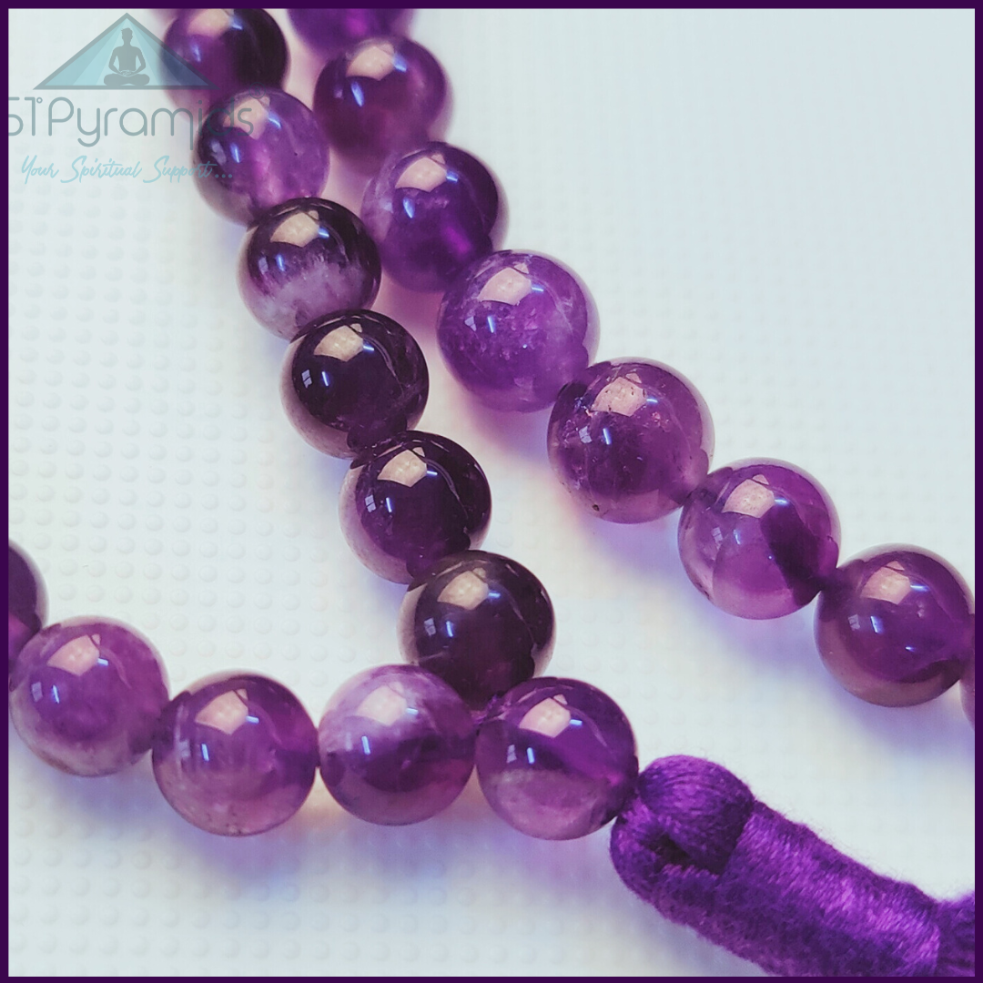 Authentic Amethyst Mala Beads (108) – Healing & Spiritual Meditation Aid-4