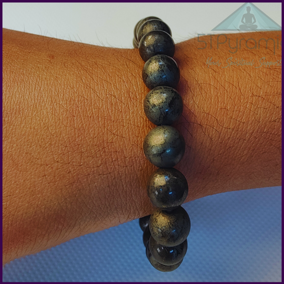 Pyrite Gold Crystal Stone Bracelet – Handcrafted Elegance for Strength & Abundance