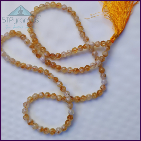 Citrine Mala Beads (108) – Radiant Tool for Abundance & Positive Energy Meditation