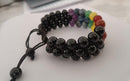 Black Tourmaline & 7 Chakra Bracelet – Adjustable, 3-Layer-2