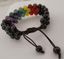 Black Tourmaline & 7 Chakra Bracelet – Adjustable, 3-Layer-4