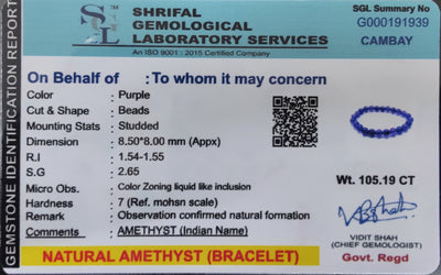 Purple Amethyst Bracelet Crystal for Overcoming Addictions and Blockages - 0