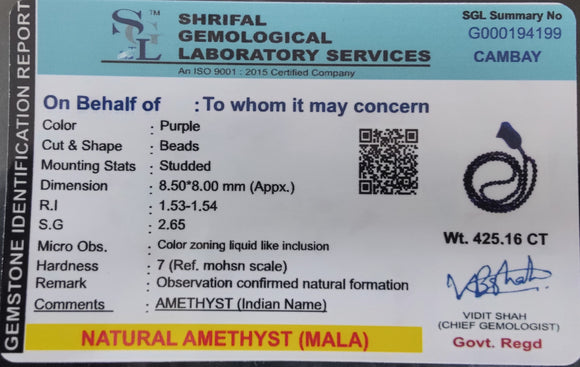 Authentic Amethyst Mala Beads (108) – Healing & Spiritual Meditation Aid