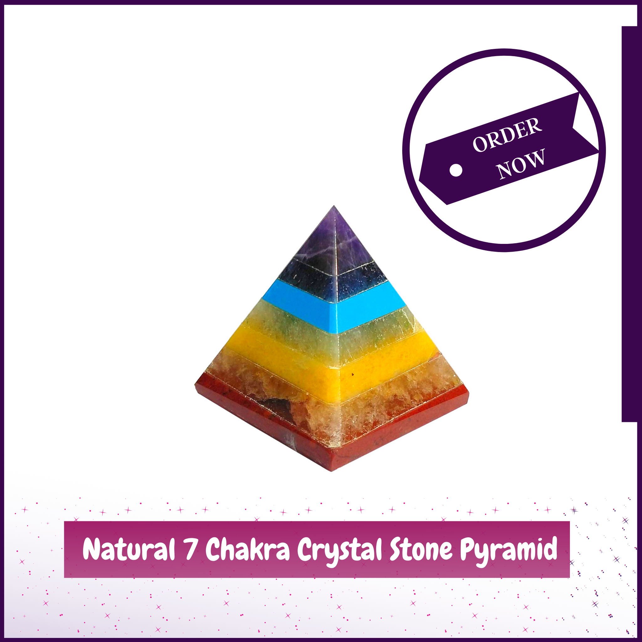Natural 7 Chakra Pyramid Crystal Stone Pyramid (2inch) for Enhancing Physical, Spiritual and Emotional states - 51pyramids