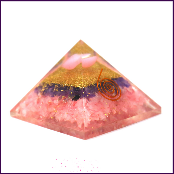 Rose Amethyst Orgone Pyramid For Enhancing Higher States of Consciousness & Meditation - 51pyramids