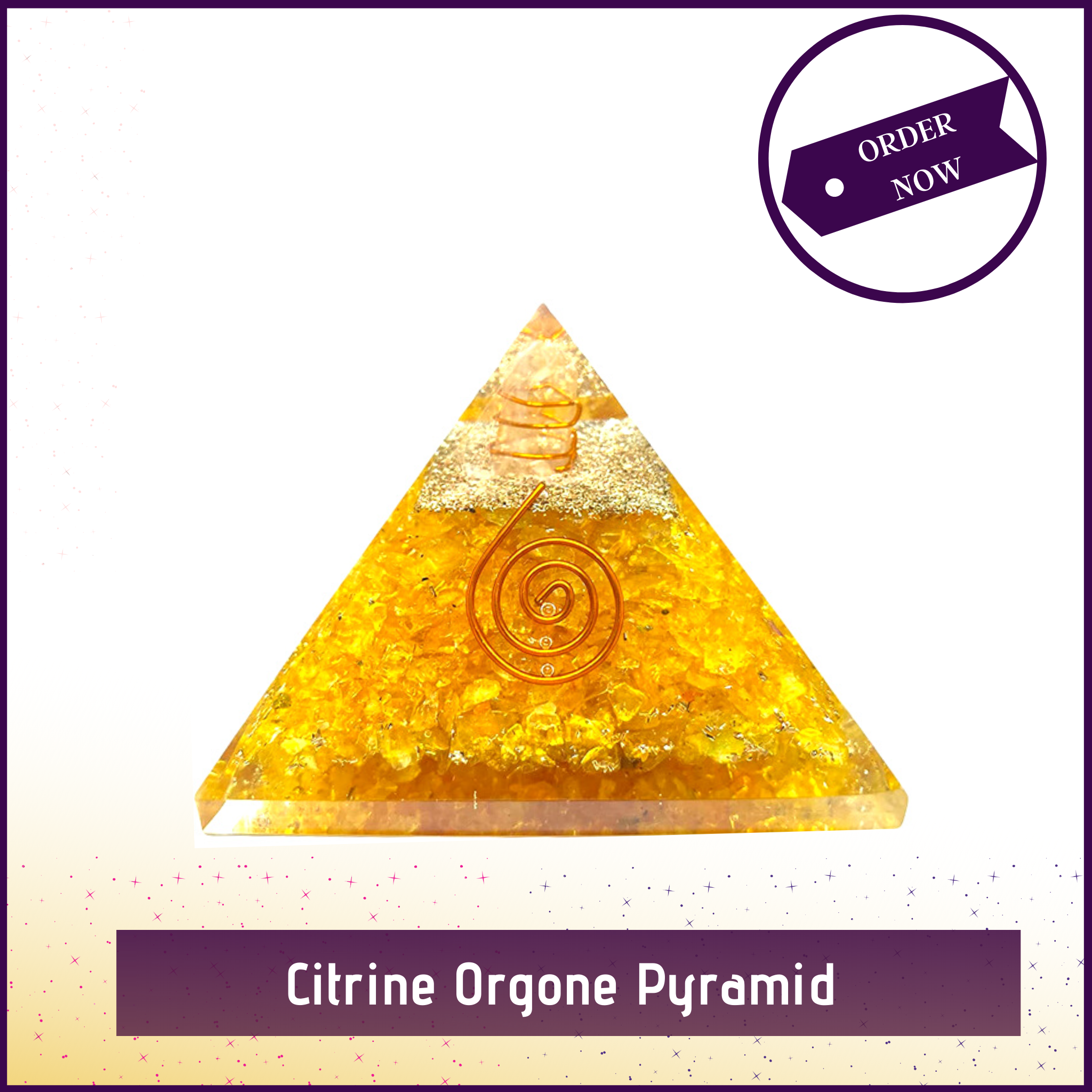 Citrine Orgone Crystal Pyramid for Financial Success in Business Life - 51pyramids