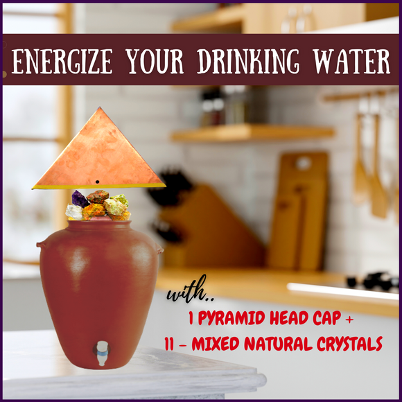 Transform Your Water with Energizing 11 Raw Mixed Natural Crystals & Pyramid Cap