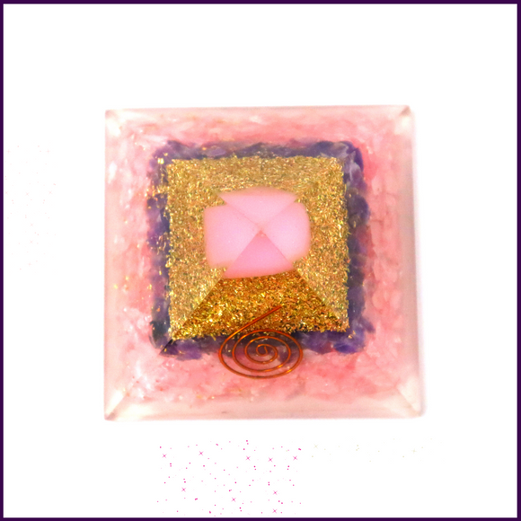 Rose Amethyst Orgone Pyramid For Enhancing Higher States of Consciousness & Meditation - 51pyramids