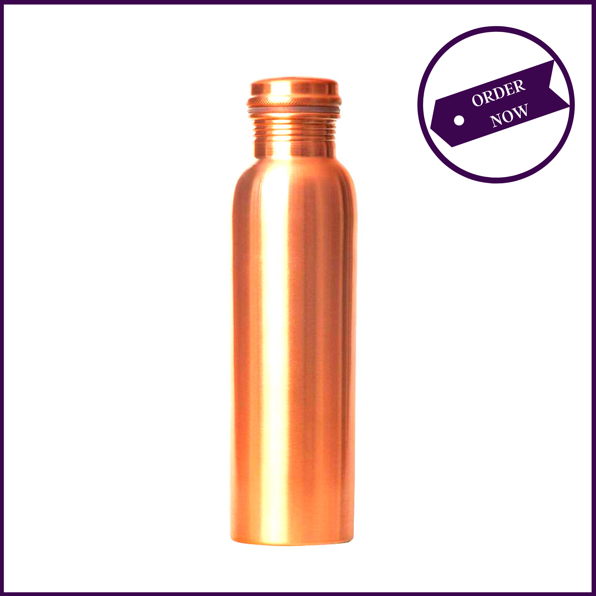 600ml - Copper Bottle 100% Pure Copper Ayurvedic Benefits Seamless 600ml: - 51pyramids
