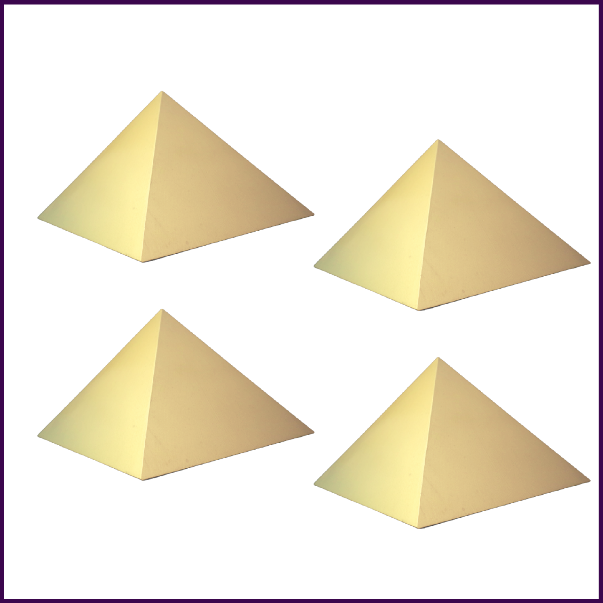 Set of 4 - 6inch MDF Wood Pyramid Cap (Gold color painted) - For Four Corners of Your Home/Room - 51pyramids