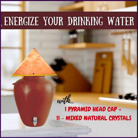 Transform Your Water with Energizing 11 Raw Mixed Natural Crystals & Pyramid Cap