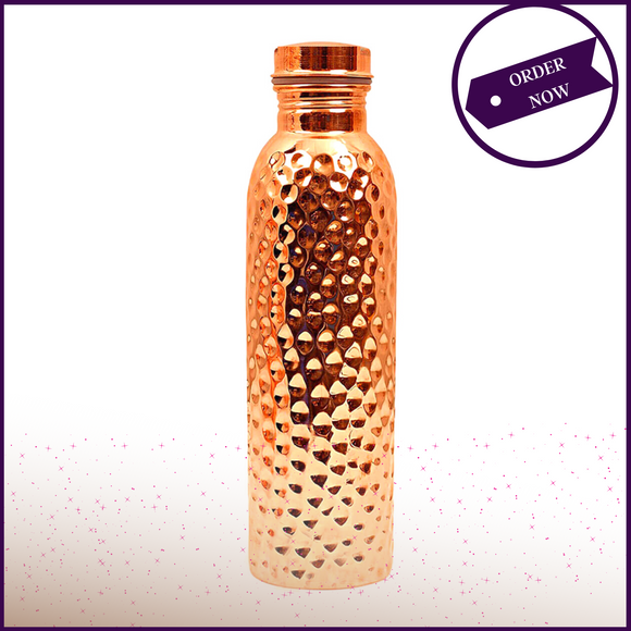 950ml Copper Hammered Bottle (100% Pure) Ayurvedic Benefits Seamless - 51pyramids