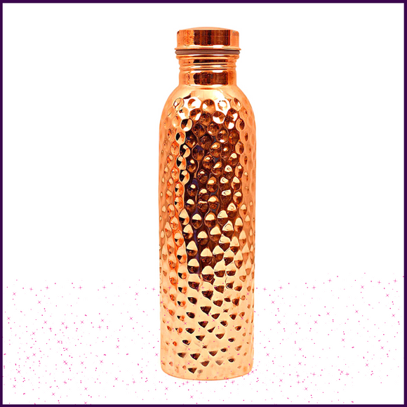 Set of 2 - 950ml Copper Hammered Bottle (100% Pure) Ayurvedic Benefits Seamless - 51pyramids