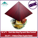 ENERGIZE YOUR HOME with 4 Corner Wood Pyramids (Rose Wood Painted) & 44 Natural Rough Stone Crystals - 51pyramids