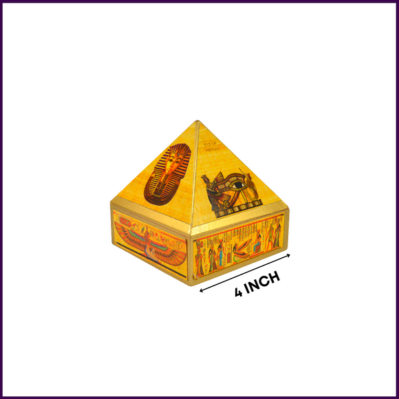 4inch Base - Wish | Cash MDF Wooden Pyramid Box with Egyptian Stickers - 51pyramids