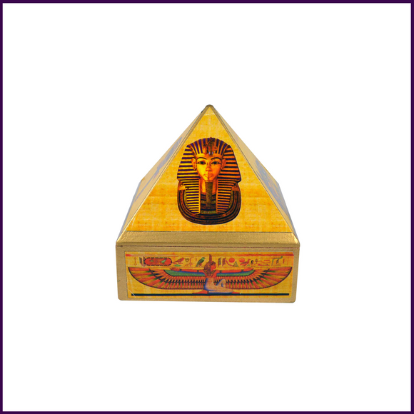 4inch Base - Wish | Cash MDF Wooden Pyramid Box with Egyptian Stickers - 51pyramids