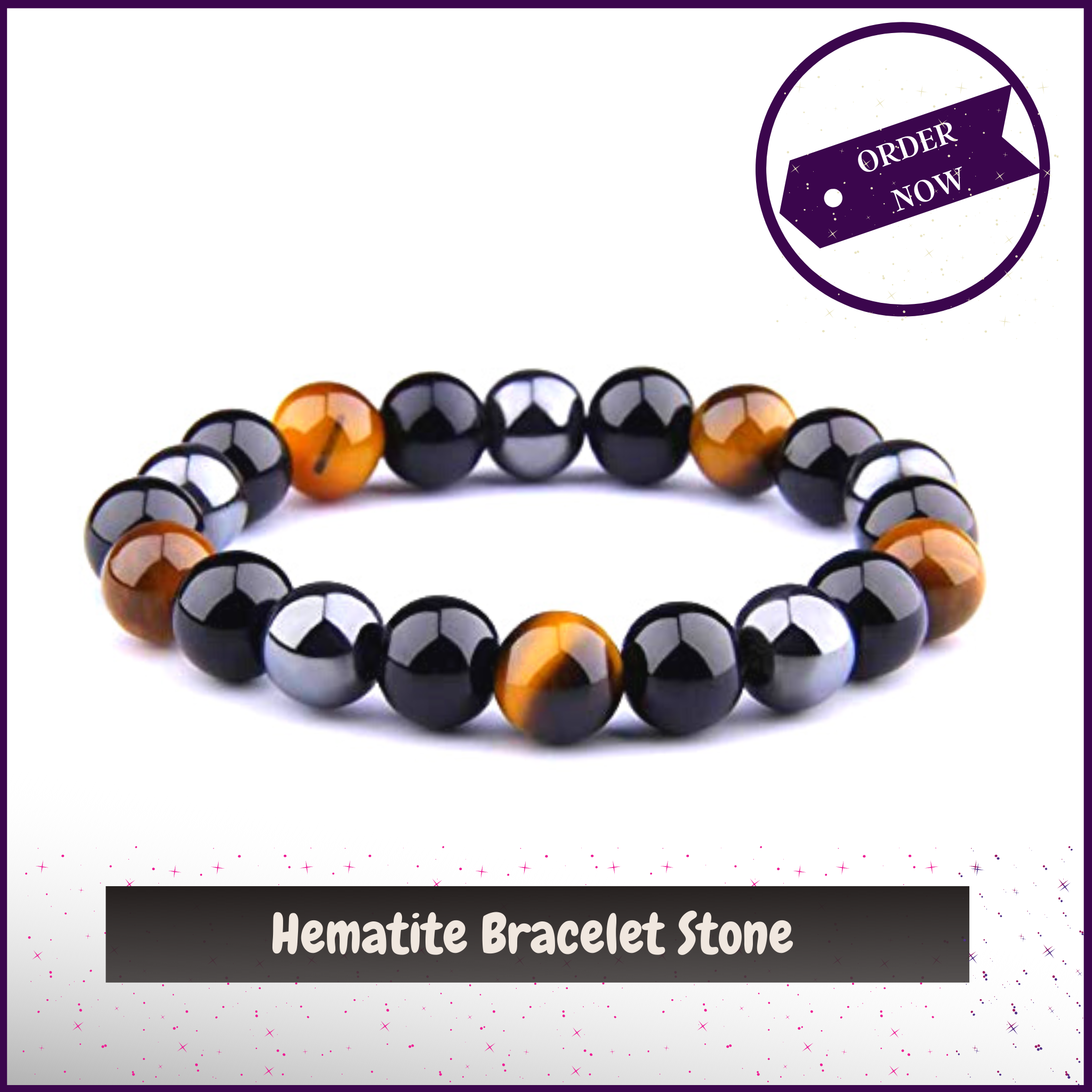 Hematite + Tiger Eye + Black Obsidian Bracelet Crystal For Weight Loss - 51pyramids