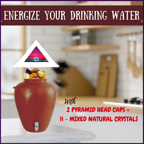 Transform Your Water with Energizing 11 Raw Mixed Natural Crystals & Pyramid Cap