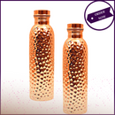 Set of 2 - 950ml Copper Hammered Bottle (100% Pure) Ayurvedic Benefits Seamless - 51pyramids