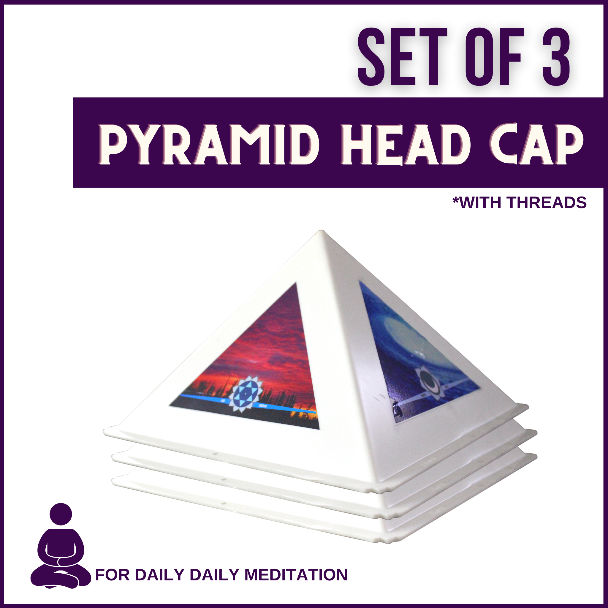Pyramid Head Cap for Daily Meditation - 3 pieces | 51Pyramids