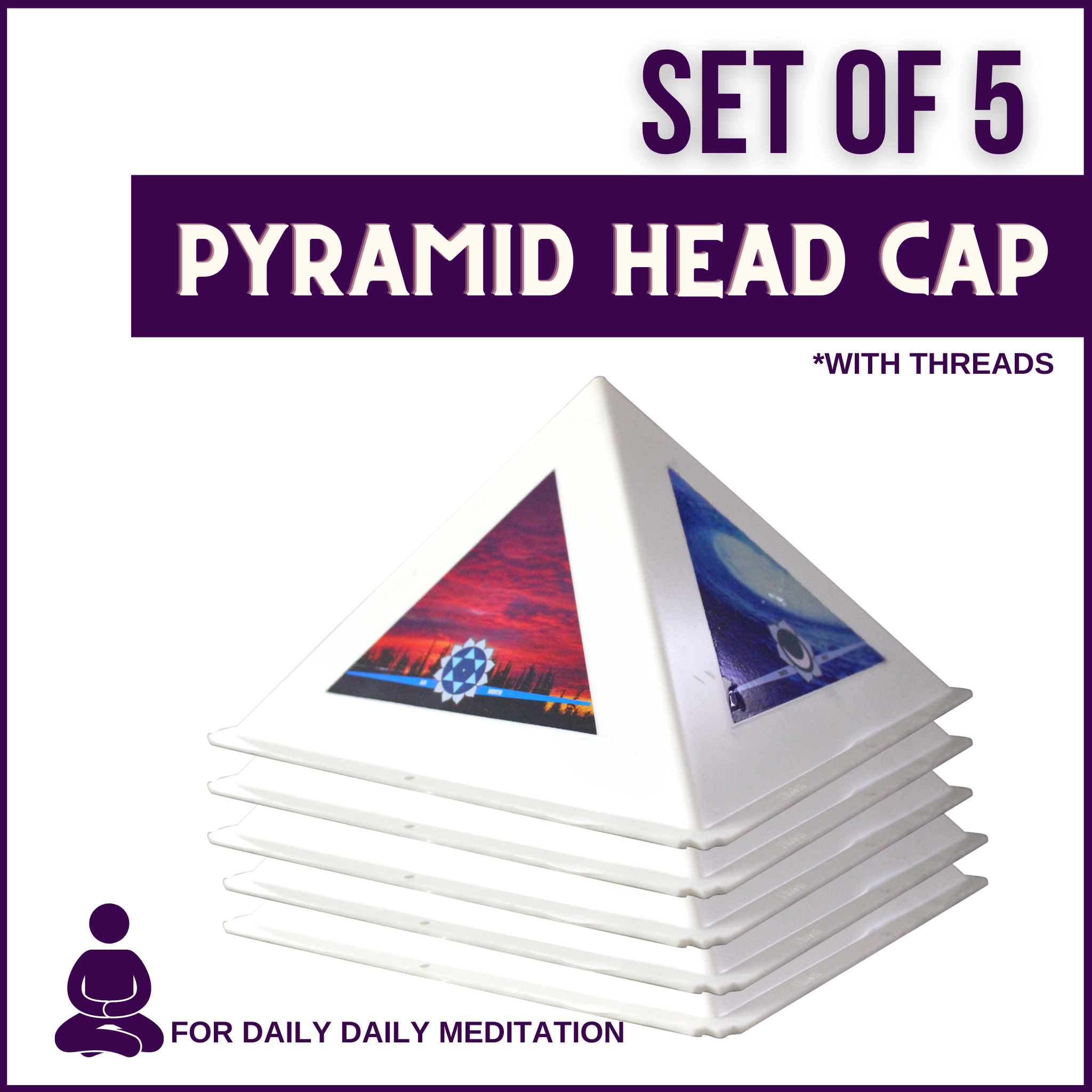 Pyramid Meditation Cap for Daily Meditation - Set of 5 | 51Pyramids