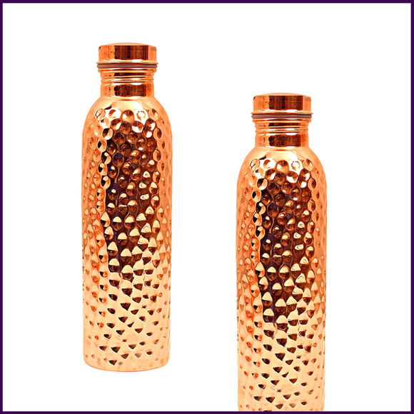 Holistic Health Combo 1: Set of 2 - 950ML Copper Hammered Bottle + 1 - 3Layer Vastu Pyramid - 51pyramids