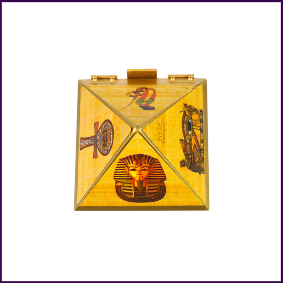 6inch Base - Wish | Cash MDF Wooden Pyramid Box with Egyptian Stickers - 51pyramids