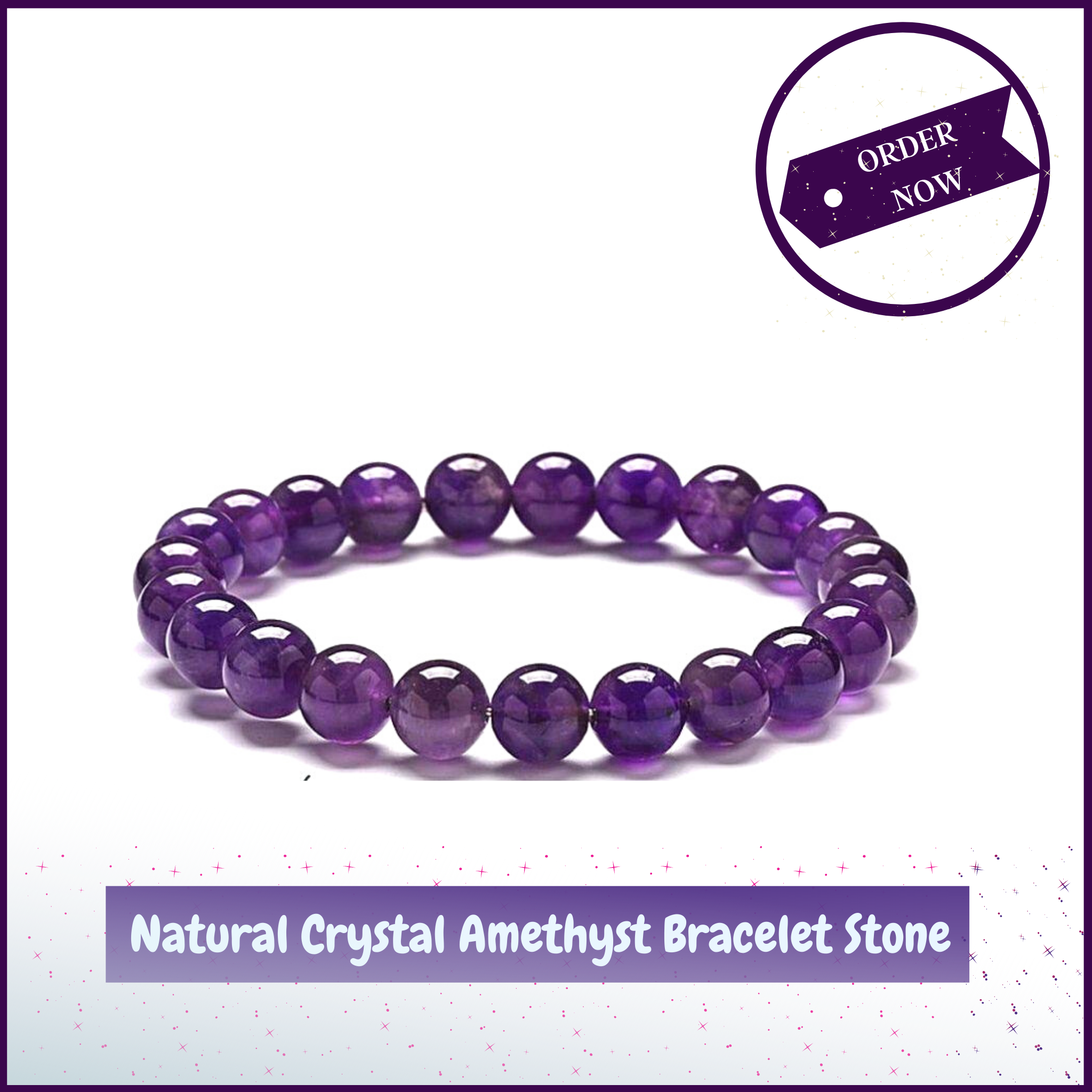 Purple Amethyst Bracelet Crystal for Overcoming Addictions and Blockages - 51pyramids