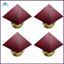 ENERGIZE YOUR HOME with 4 Corner Wood Pyramids (Rose Wood Painted) & 44 Natural Rough Stone Crystals - 51pyramids