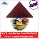 ENERGIZE YOUR HOME with 4 Corner Wood Pyramids (Rose Wood Painted) & 44 Natural Rough Stone Crystals - 51pyramids