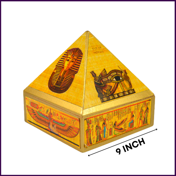 9inch Base - Wish | Cash MDF Wooden Pyramid Box with Egyptian Stickers - 51pyramids