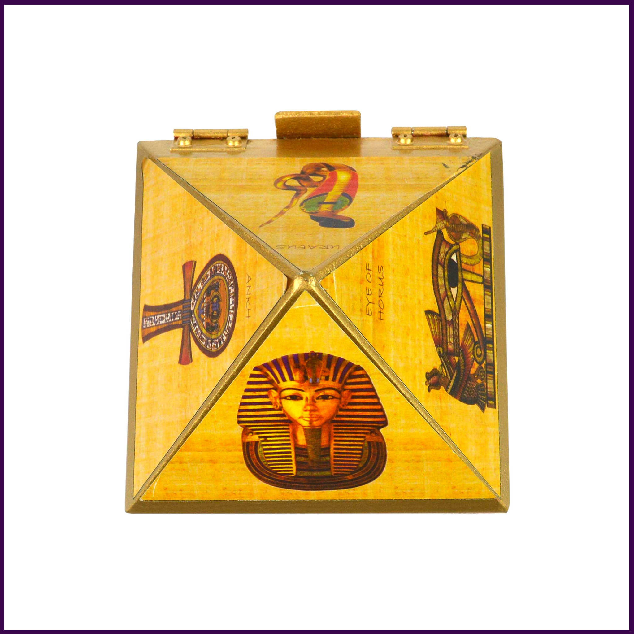 9inch Base - Wish | Cash MDF Wooden Pyramid Box with Egyptian Stickers - 51pyramids
