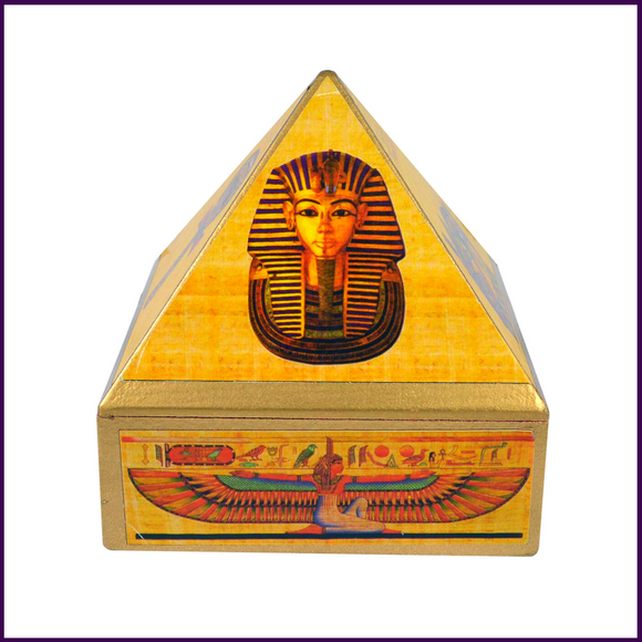 9inch Base - Wish | Cash MDF Wooden Pyramid Box with Egyptian Stickers - 51pyramids