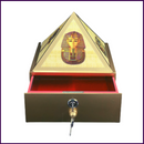 10inch Base - Wish | Cash MDF Wooden Pyramid Box With Safe Lock-key and Egyptian Stickers - 51pyramids