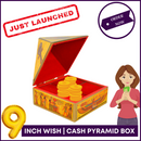 9inch Base - Wish | Cash MDF Wooden Pyramid Box with Egyptian Stickers - 51pyramids