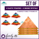 FamilyCombo #4 - Copper Pyramid Meditation Head Caps + Orgonite Pyramid with 7 Chakra Crystals - Set of 4-1