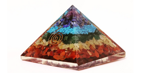 Orgonite Pyramid with 7 Chakra Crystals | 51Pyramids