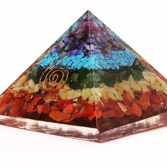Orgonite Pyramid with 7 Chakra Crystals - 51pyramids